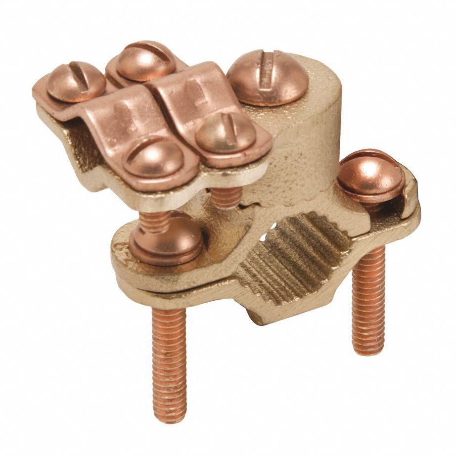 BURNDY Grounding Connector Bronze, 8 to 4/0 AWG STR Grounding Wire Size, 1 Grounding Wires