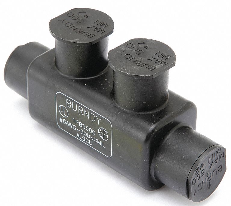 BURNDY, Black, 2 Ports, Insulated Multitap Connector - 22C280|1PBS500