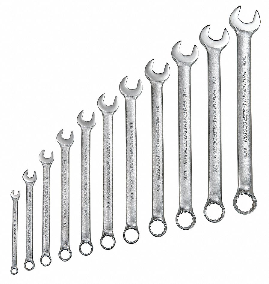 PROTO Combination Wrench Set, Alloy Steel, Black Oxide, 11 Number of
