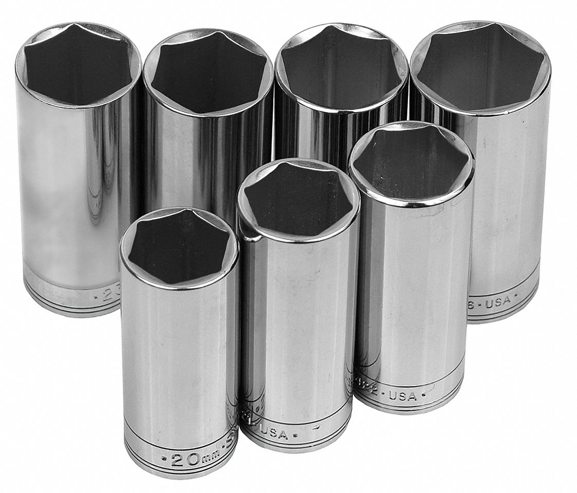 SK PROFESSIONAL TOOLS Socket Set, Socket Size Range 20 mm to 26 mm
