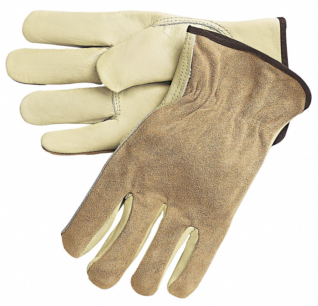 MCR SAFETY Leather Gloves, S, Cowhide, 1 PR 22DN433205S Grainger