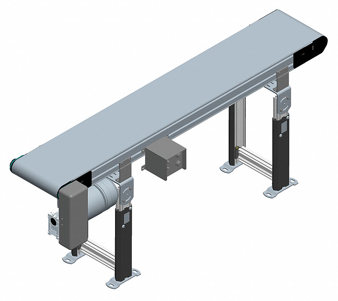 DORNER Slider Bed Belt Conveyor, Aluminum Bed Material, MediumDuty, 6 ft Overall Length