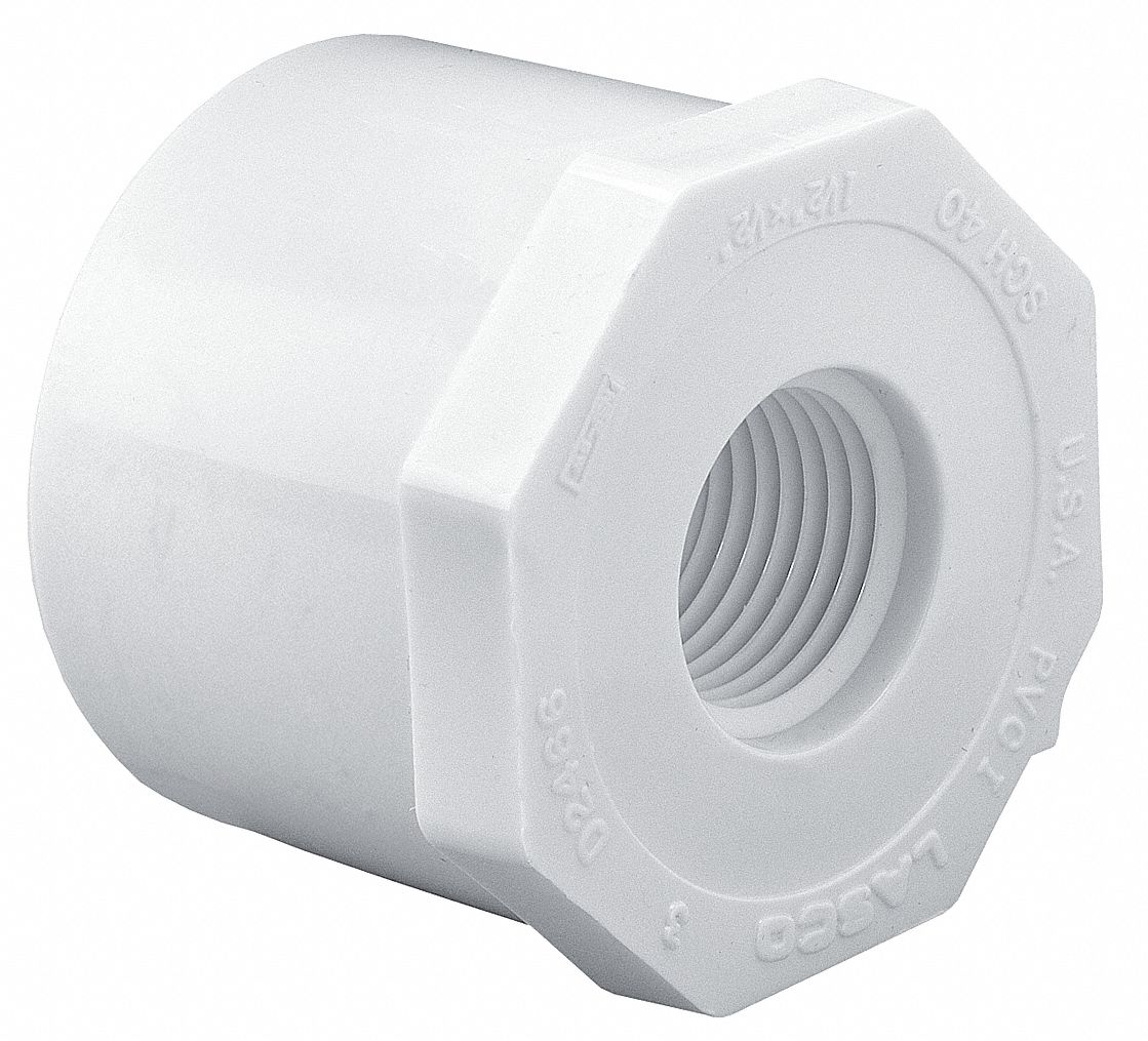 LASCO PVC Reducing Bushing, Spigot x FNPT, 3 in x 1 1/2 in Pipe Size