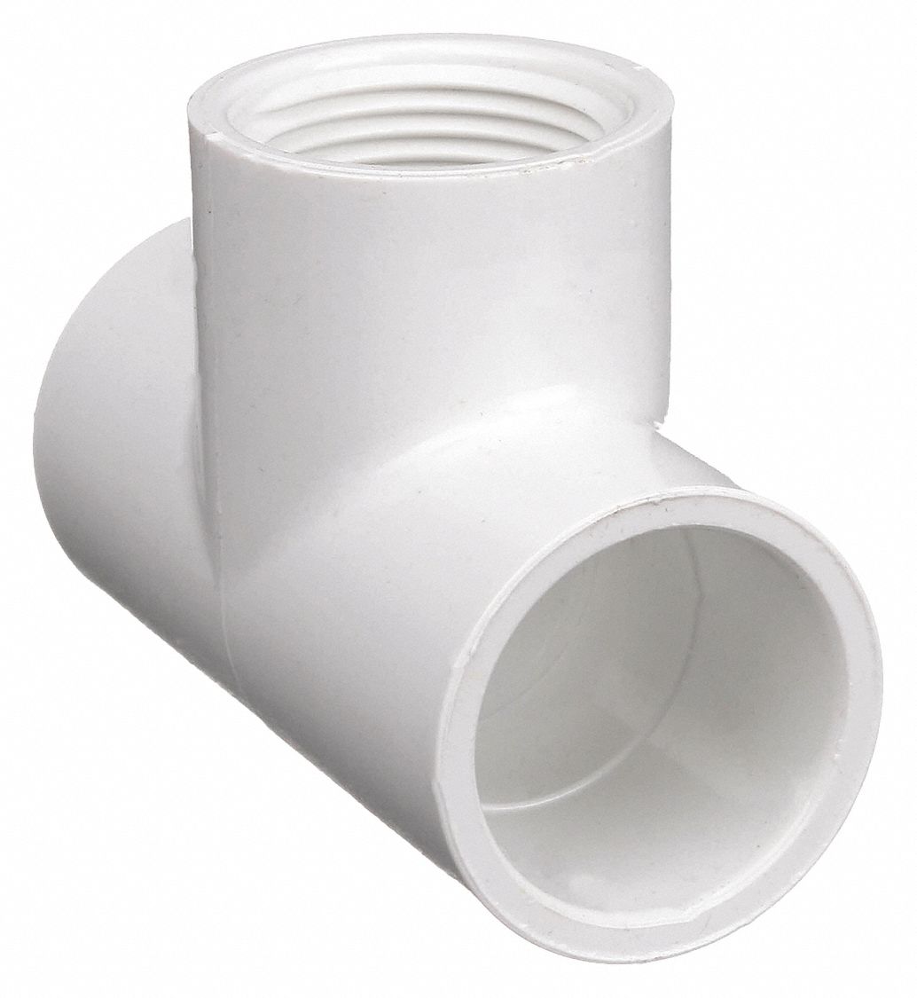 LASCO PVC Tee, Socket x Socket x FNPT, 3/4 in Pipe Size Pipe Fitting