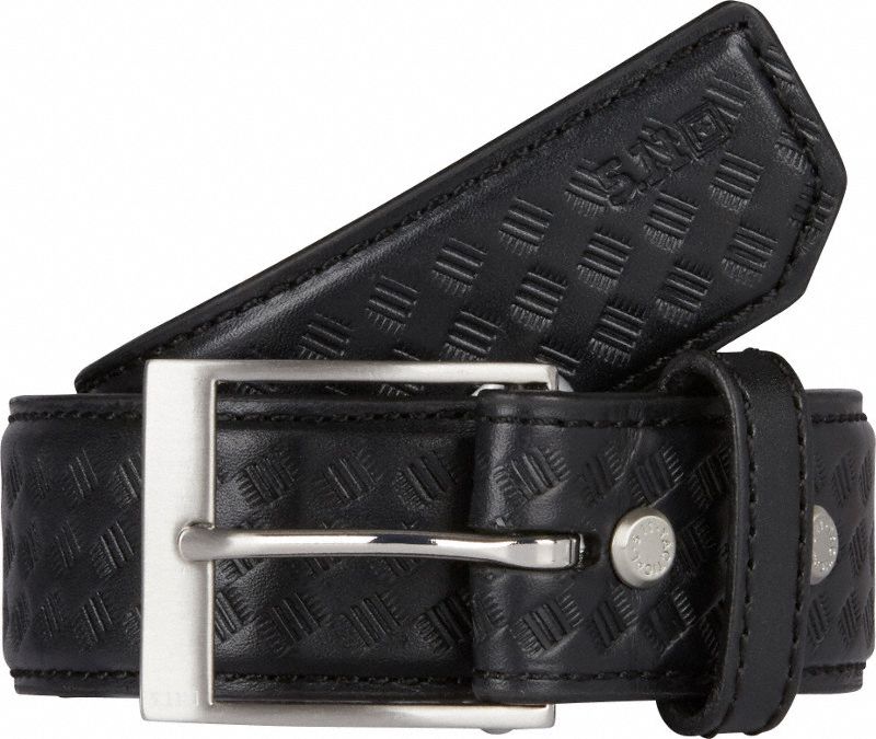 5.11 TACTICAL Basketweave Belt L, 1 1/2 in Wd, Black, Full Grain