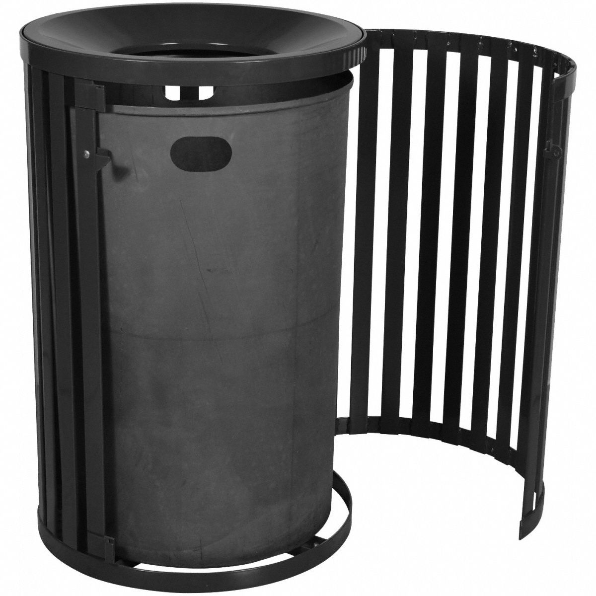 TOUGH GUY 45 gal Round Trash Can, Metal, Black 22N33322N333 Grainger