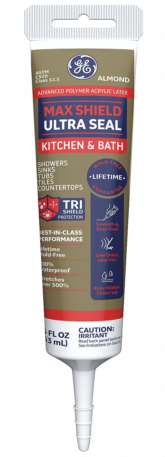GE Almond Caulk, Acrylic, 5.5 oz Tube 22N780MAKB405AD Grainger