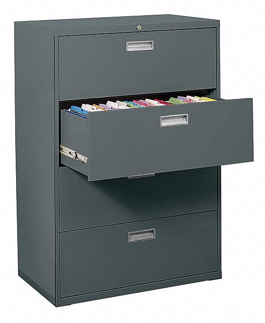SANDUSKY Lateral File 4 Drawer, Charcoal 22ND48LF6A36402