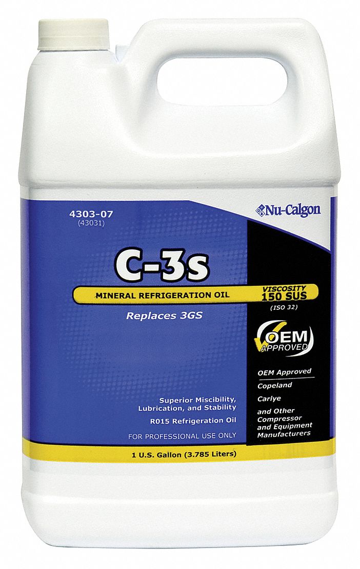 NUCALGON Refrigeration Lubricant, Mineral Oil, 1 gal Container Size, 32 Viscosity (ISO
