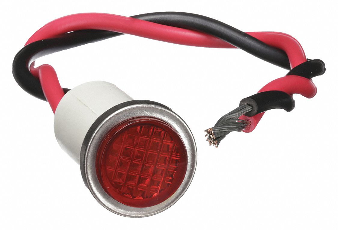 DAYTON Flush Indicator Light, LED Lamp Type, 12V AC/DC Voltage, 1/2 in
