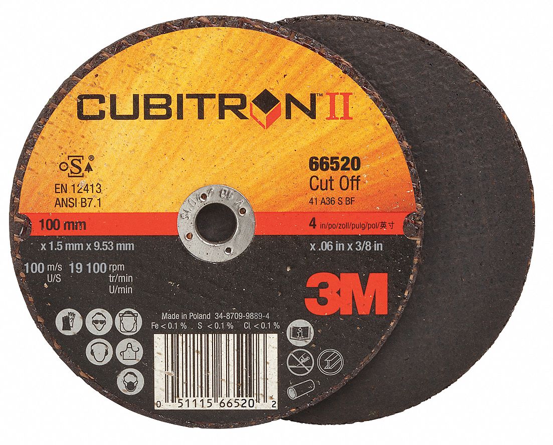 3M 4 in, Type 1 Ceramic Abrasive CutOff Wheel, 3/8 in Arbor Hole Size