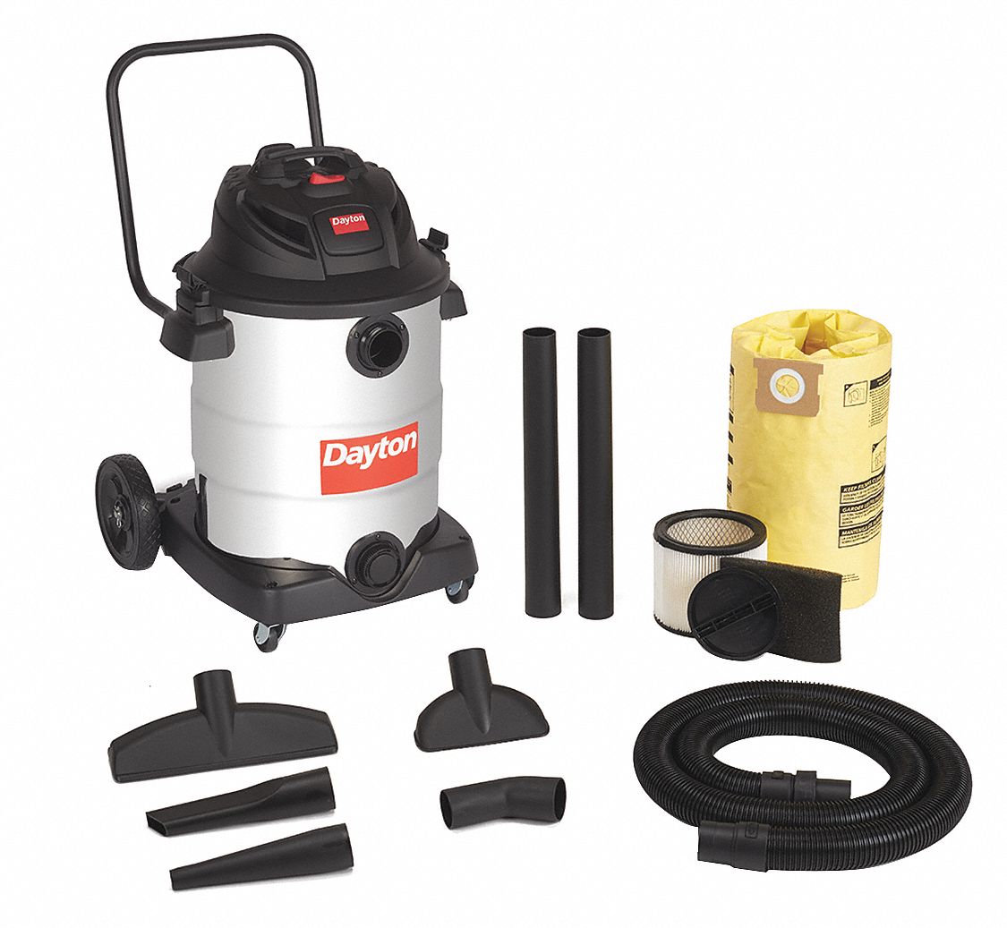 DAYTON Shop Vacuum, 16 gal Tank Size, 150 cfm, 2 1/2 in Vacuum Hose Dia