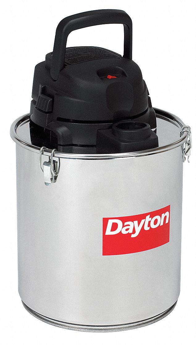 DAYTON Ash Vacuum, 5 gal Tank Size, 70 cfm, 1 1/2 in Vacuum Hose Dia