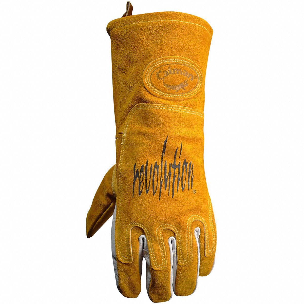 CAIMAN Welding Gloves Wing Thumb, Gauntlet Cuff, Premium, Yellow