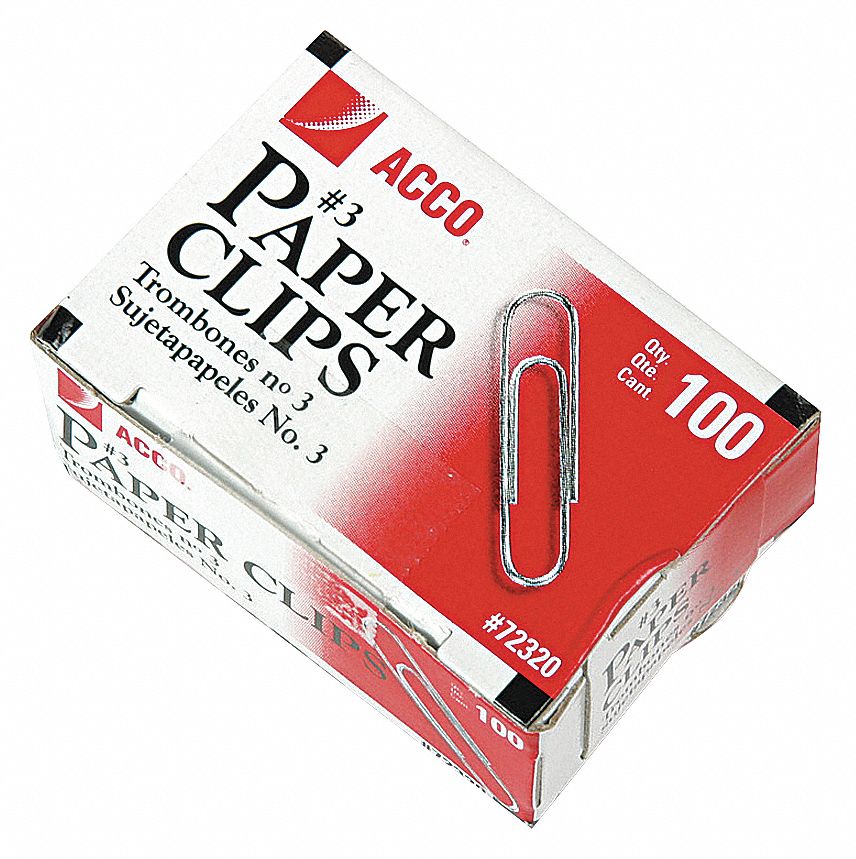 ACCO Steel Wire Paper Clip, No. 3 23K158ACC72320 Grainger