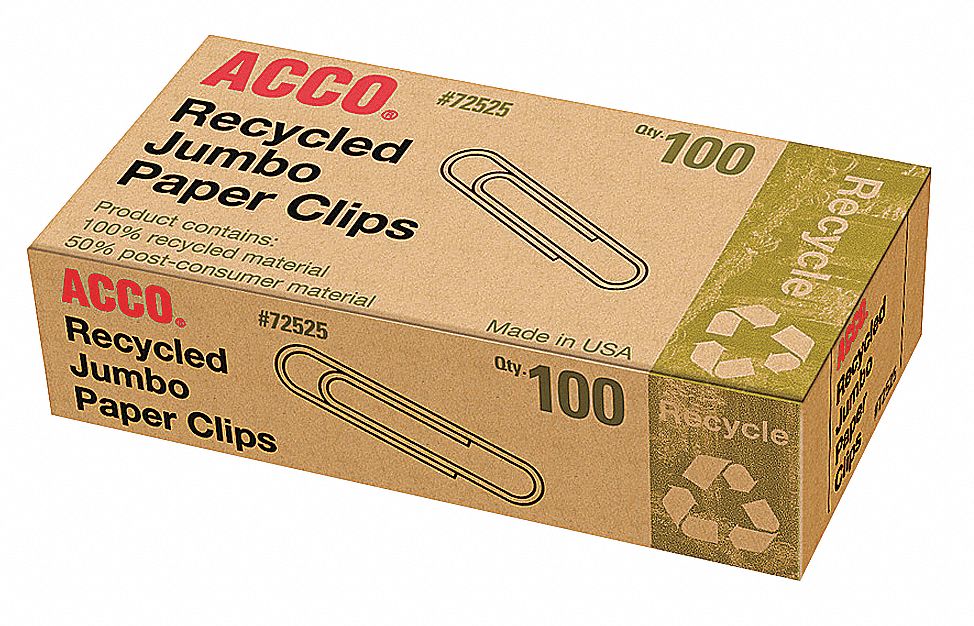 ACCO Steel Wire Paper Clip, Jumbo 23K159ACC72525 Grainger