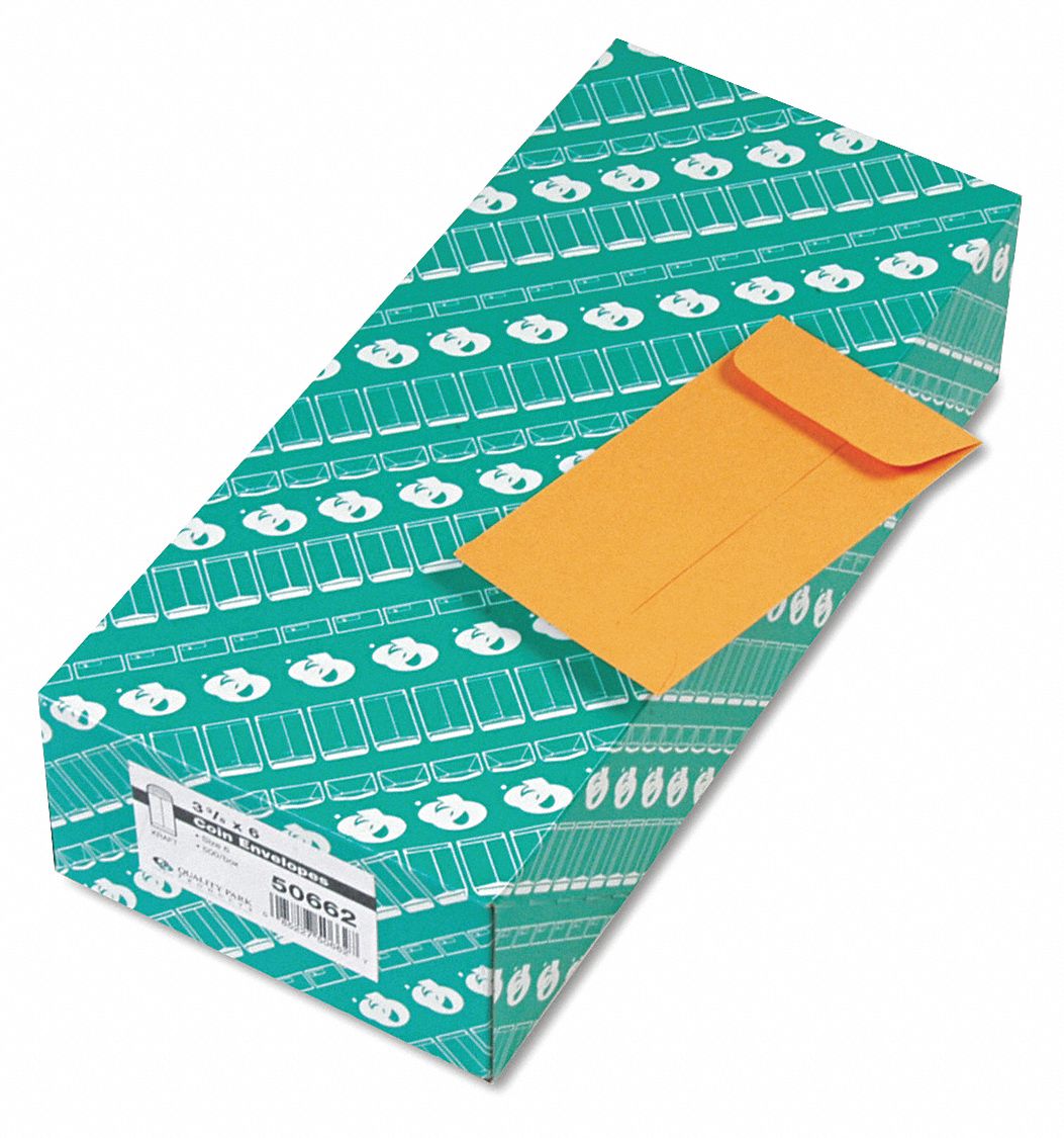 QUALITY PARK, 6 Envelope Size, Kraft, Coin Envelopes 23L031QUA50662 Grainger