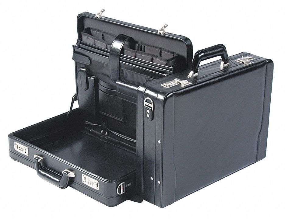 Leather Laptop Case for Laptop Up to 16 in, Black Grainger