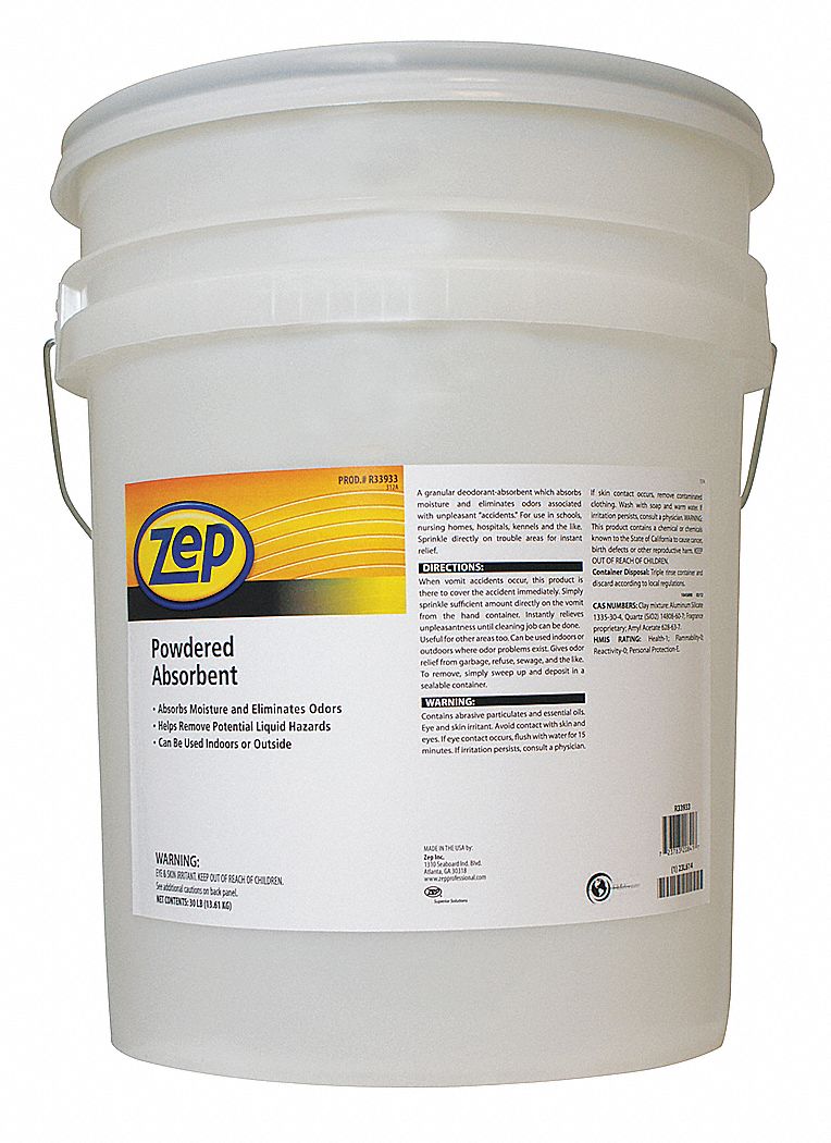 ZEP PROFESSIONAL Powdered Absorbent, Powder, 30 lb., Pail 23L614