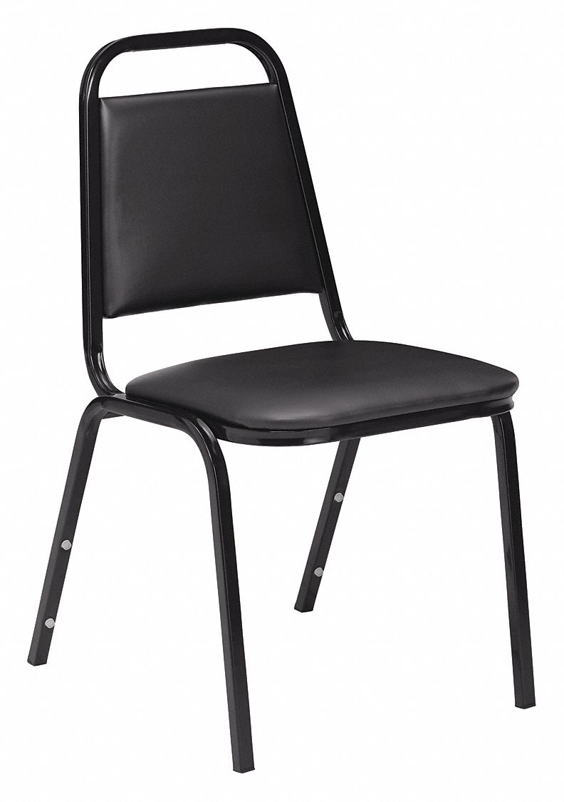 NATIONAL PUBLIC SEATING Black Steel Stacking Chair with Black Seat