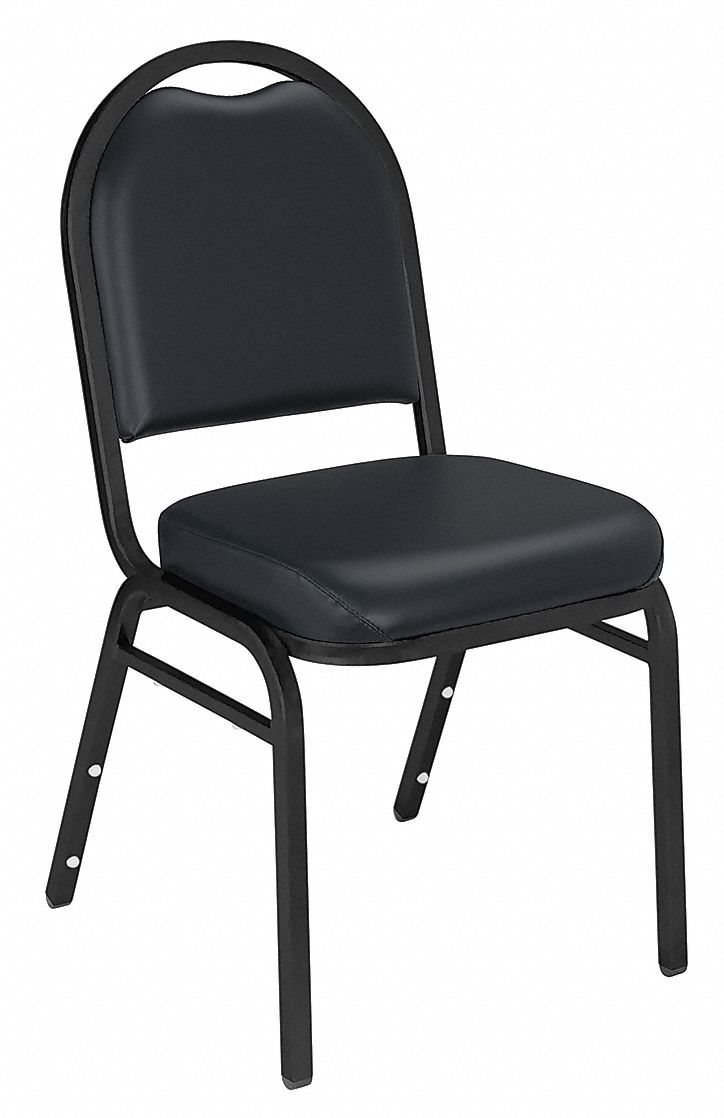 NATIONAL PUBLIC SEATING Black Steel Stacking Chair with Black Seat