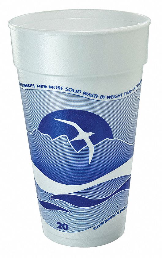 DART 20 oz Foam Disposable Hot Cup, Blue/White, 500 PK 23UA6620J16H