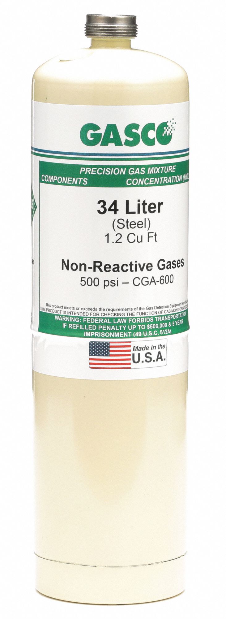 GASCO Nitrogen Calibration Gas, 34 L Cylinder Capacity 23YL9934LS