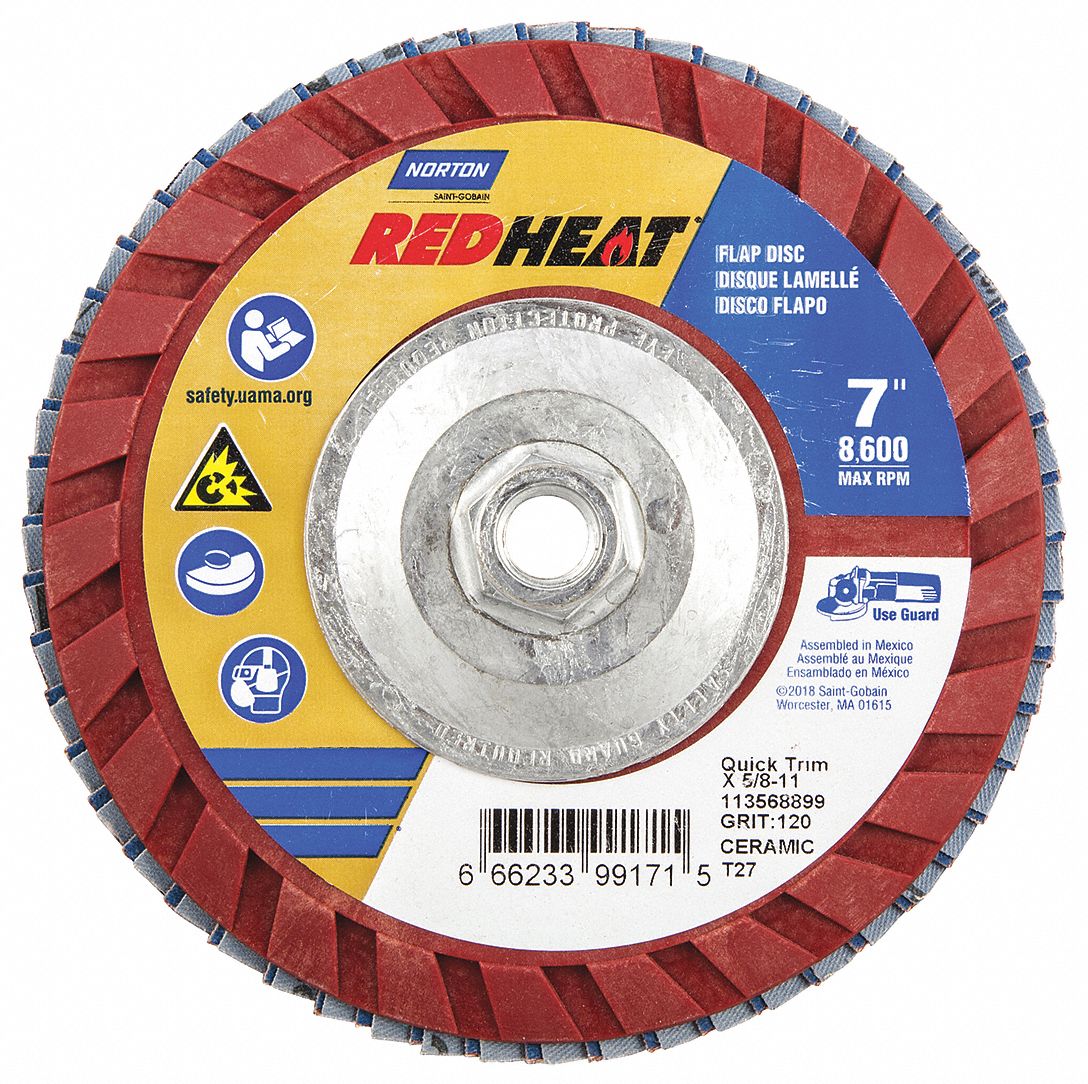 NORTON Flap Disc 5/8"11 Mounting Hole Size, 120 Abrasive Grit, Fine