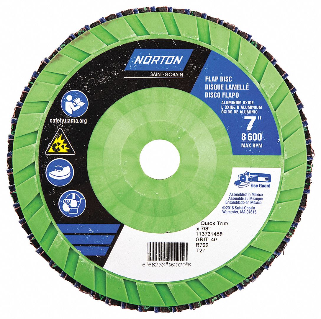 NORTON Flap Disc 7/8 in Mounting Hole Size, 40 Abrasive Grit, Coarse