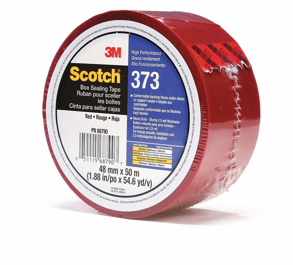 SCOTCH Box Sealing Tape, Red, Hot Melt Resin Tape Adhesive, Tape