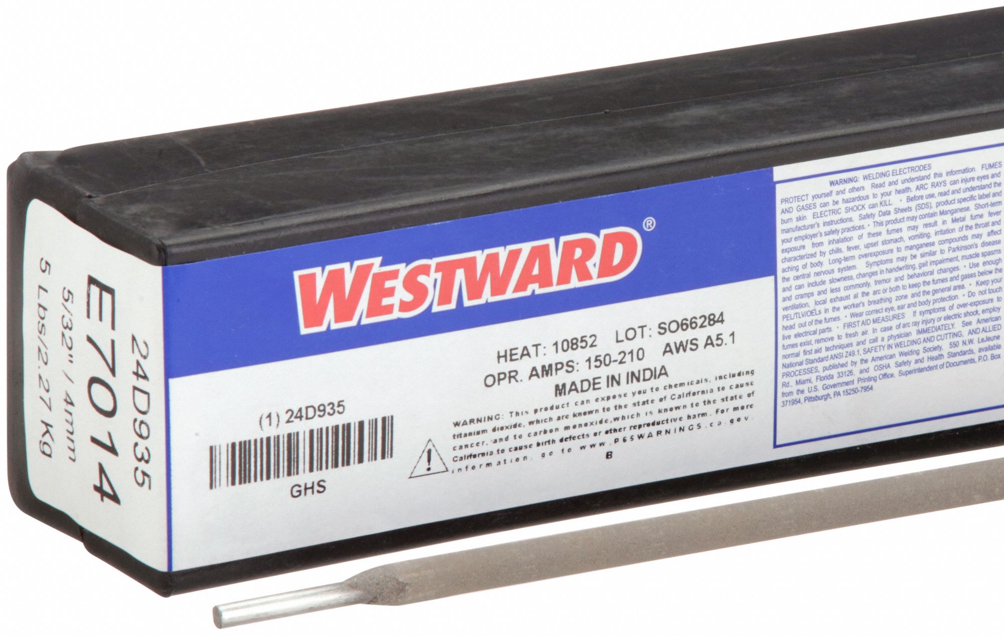 WESTWARD, Carbon Steel, E7014, Stick Electrode 24D93524D935 Grainger