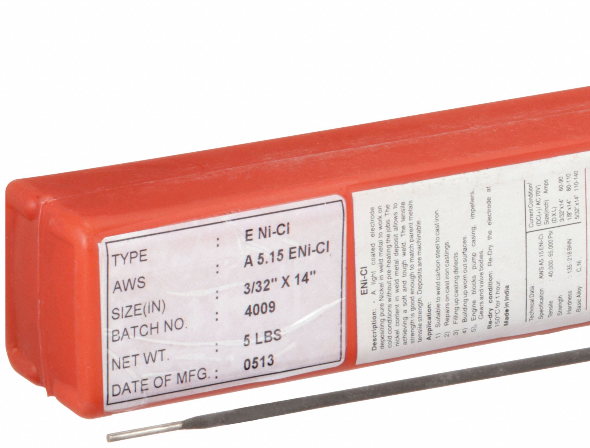 WESTWARD, Cast Iron, ENiCl, Stick Electrode 24D942ENI9933205