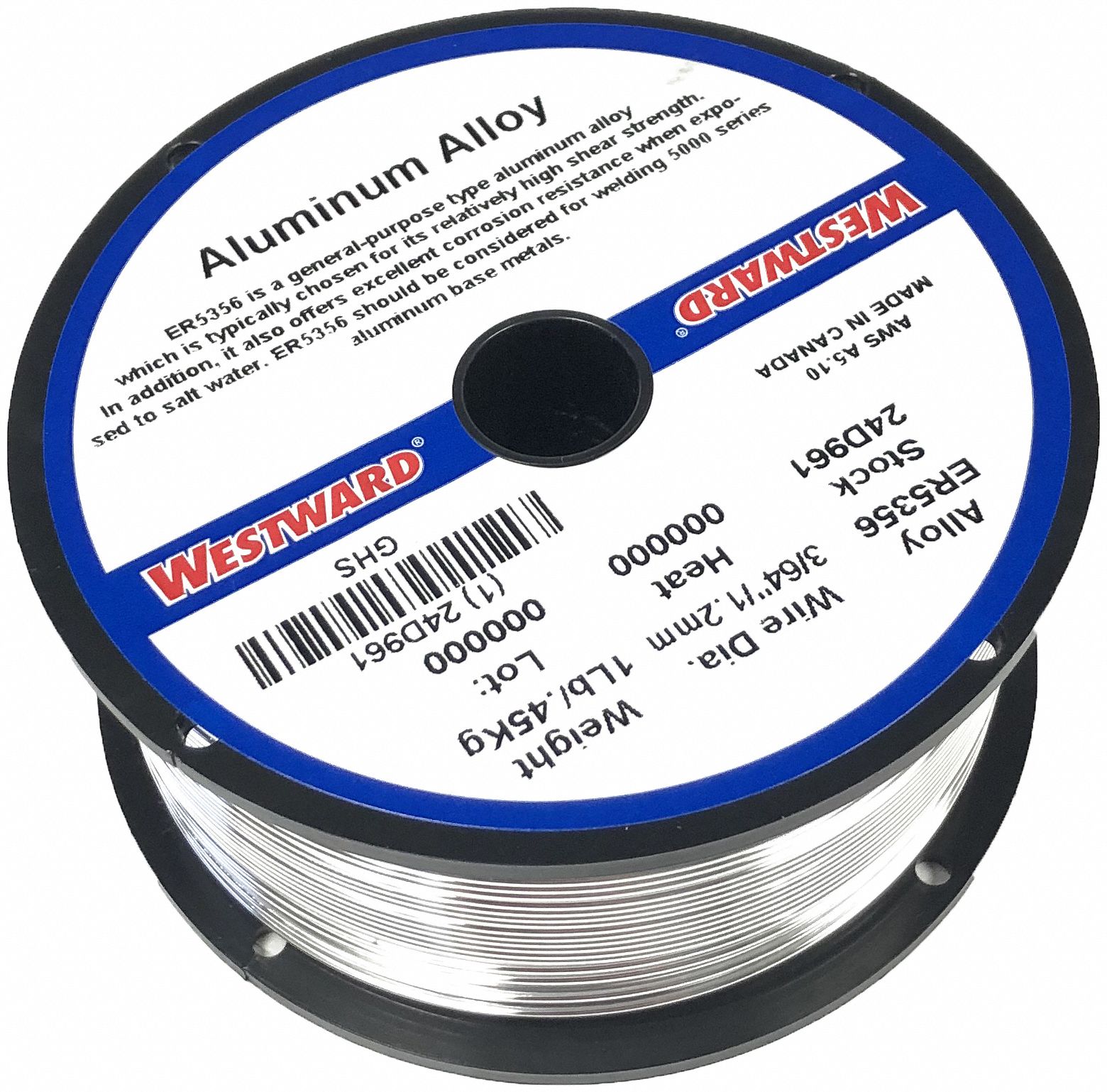 WESTWARD MIG Welding Wire Aluminum, ER5356, 3/64 in, 1 lb 24D961