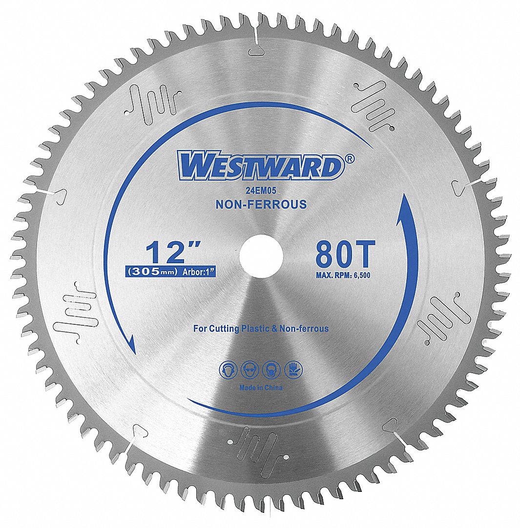 WESTWARD Circular Saw Blade, Aluminum, NonFerrous Metals, Plastic