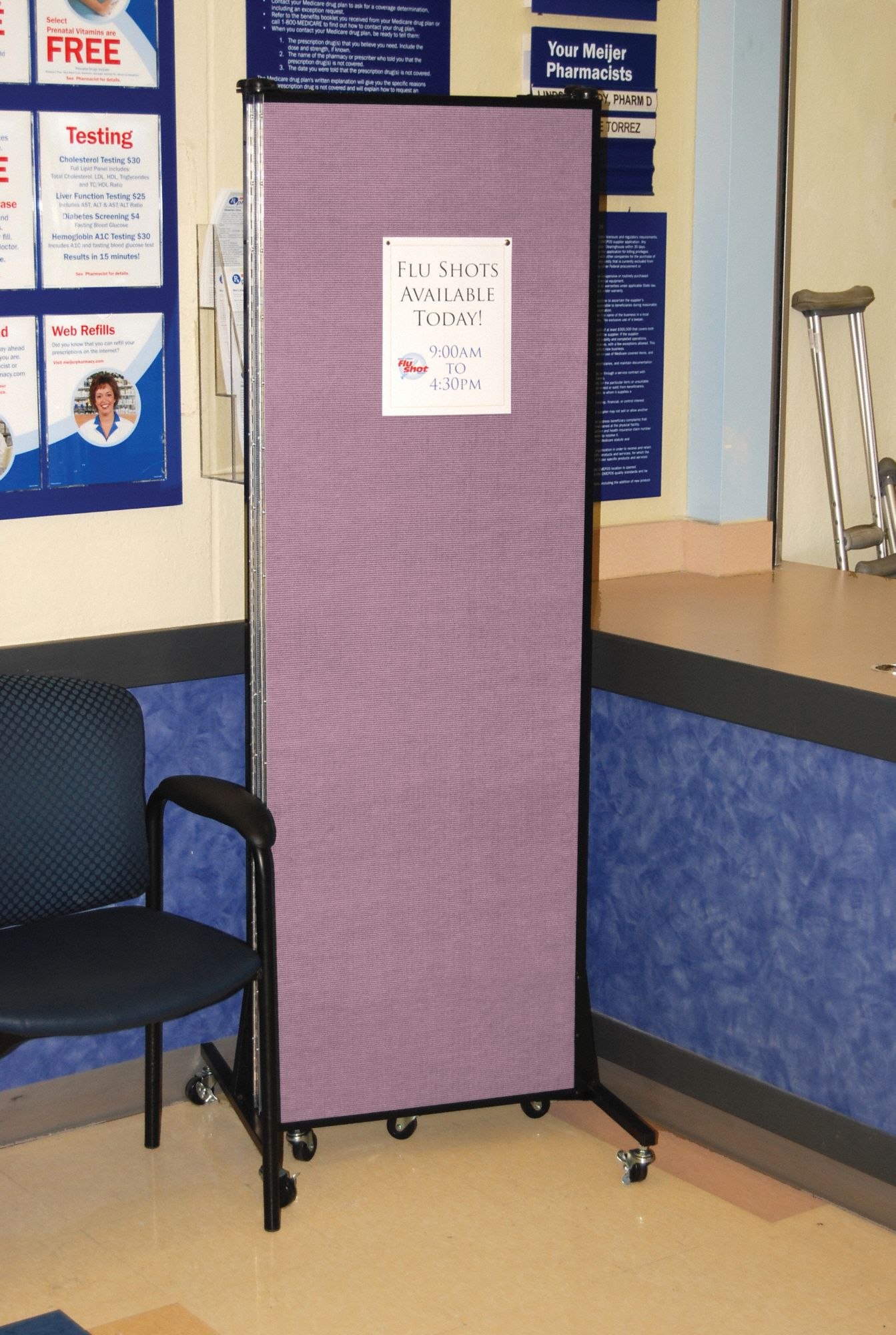 SCREENFLEX Portable Room Divider 5 Panels, 5 ft 9 in, 9 ft 5 in, 3/4