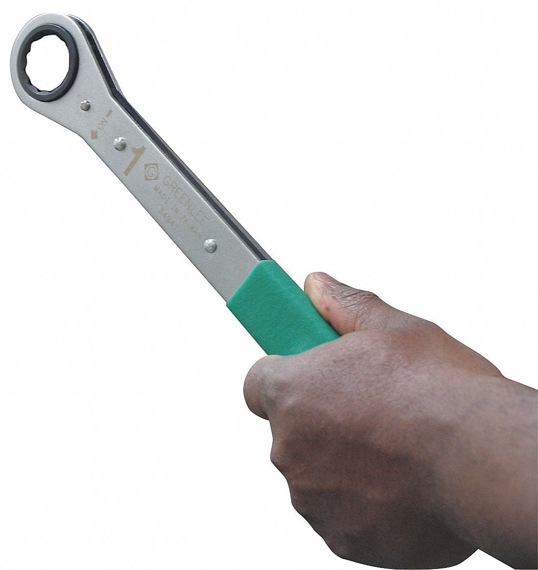 GREENLEE Hex Head Ratchet Wrench, 1", Alloy Steel, Natural, Head Size 1 in, Overall Length 13 in