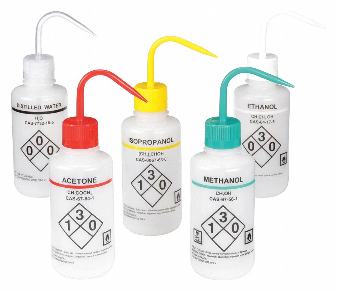 LAB SAFETY SUPPLY Standard Spout; Wash Bottle; Plastic; Vented Narrow