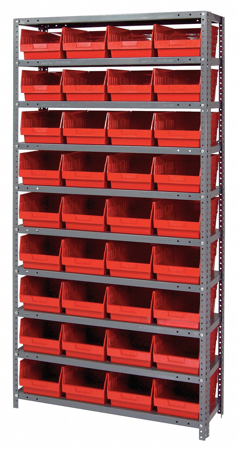 QUANTUM STORAGE SYSTEMS Steel Bin Shelving with 36 Bins, 36 inW x 18