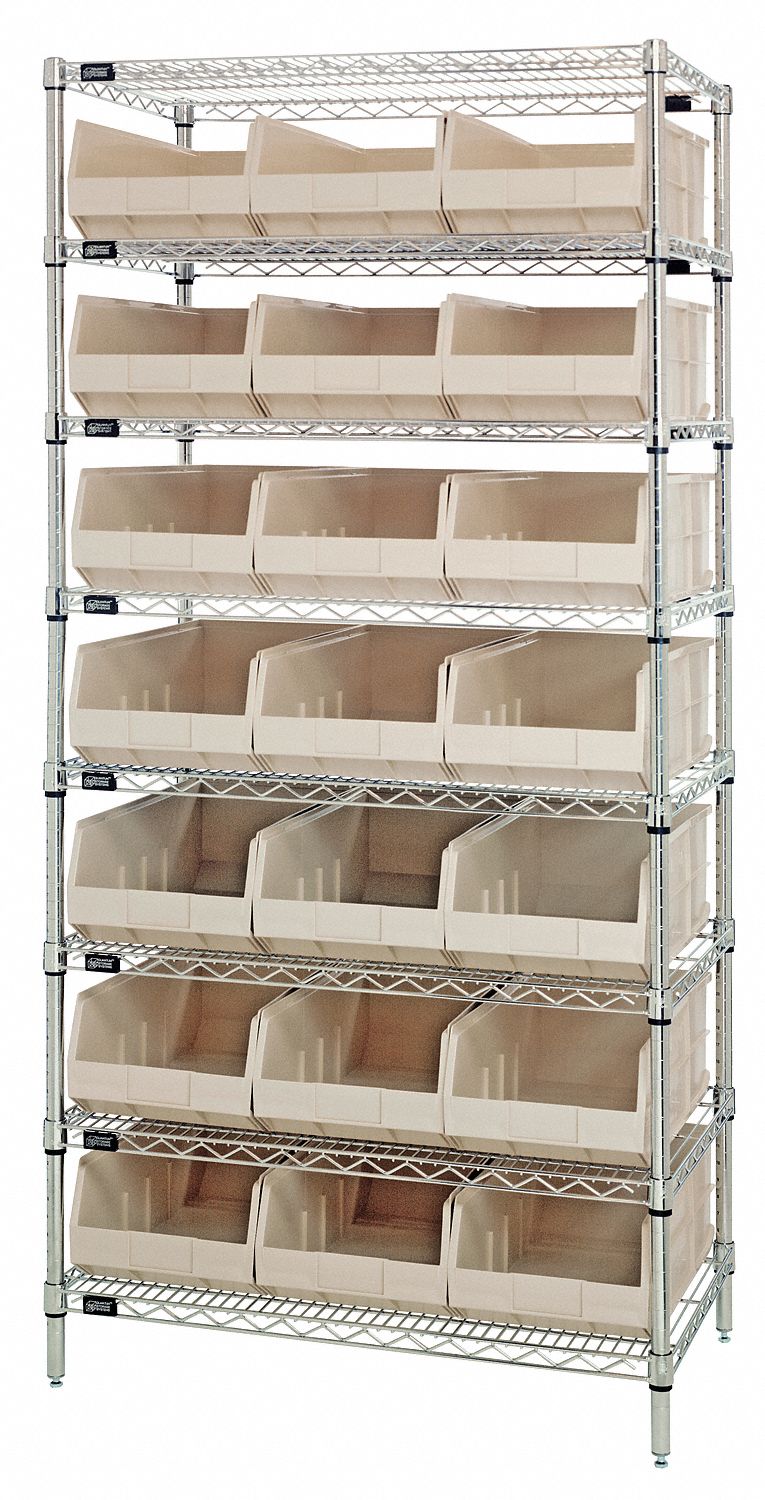 QUANTUM STORAGE SYSTEMS, 36 in x 21 in x 74 in, 1 Sided, Bin Shelving