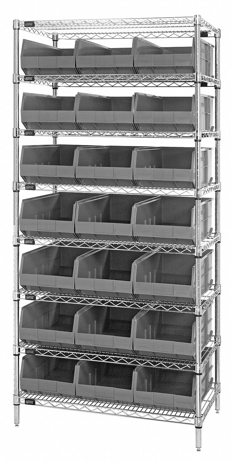 QUANTUM STORAGE SYSTEMS, 36 in x 12 in x 75 in, 1 Sided, Bin Shelving
