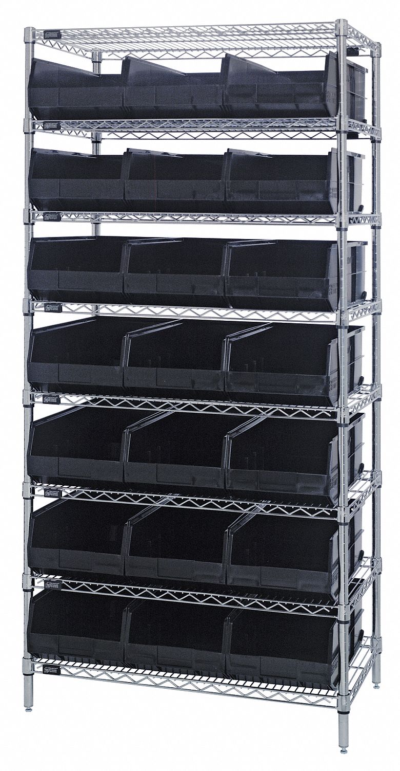 QUANTUM STORAGE SYSTEMS Steel Wire Bin Shelving with 21 Bins, 36 inW x
