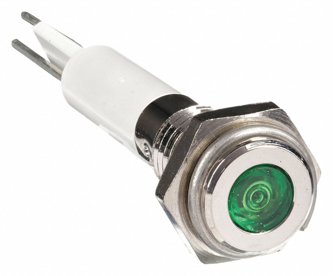 GRAINGER APPROVED Flat Indicator Light, LED Lamp Type, 24VDC Voltage, 6mm Mounting Dia. Size
