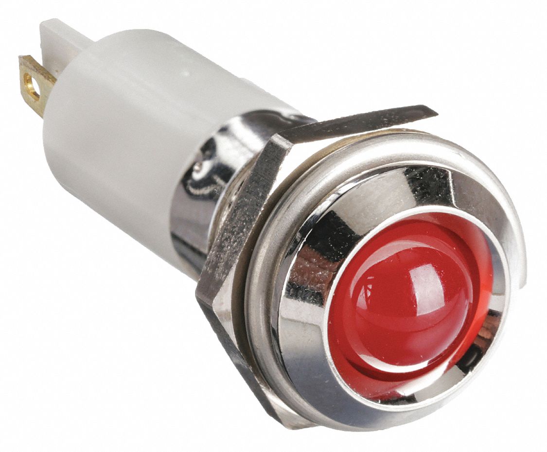GRAINGER APPROVED Round Indicator Light, LED Lamp Type, 110VAC Voltage, 12mm Mounting Dia. Size