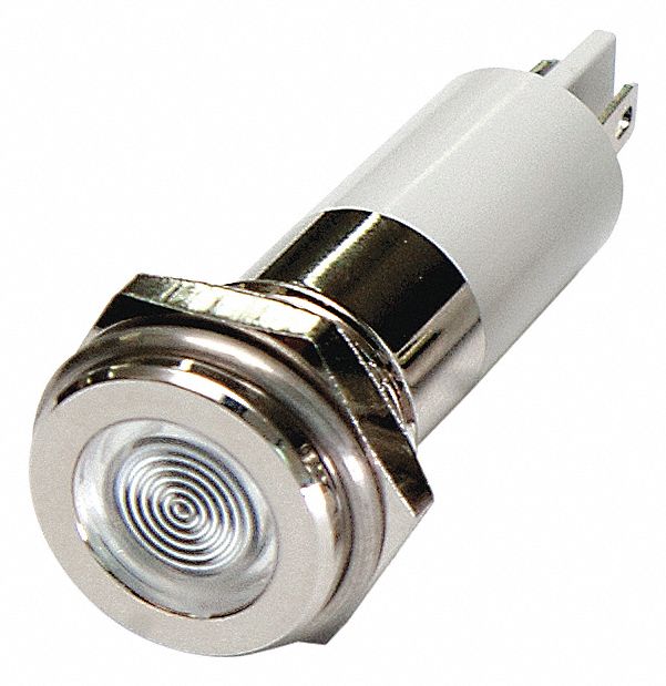 GRAINGER APPROVED Flat Indicator Light, LED Lamp Type, 12V DC Voltage, 12mm Mounting dia Size