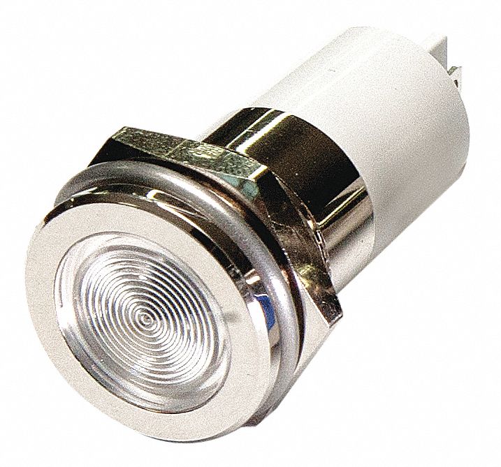 GRAINGER APPROVED Flat Indicator Light, LED Lamp Type, 12V DC Voltage, 16mm Mounting dia Size