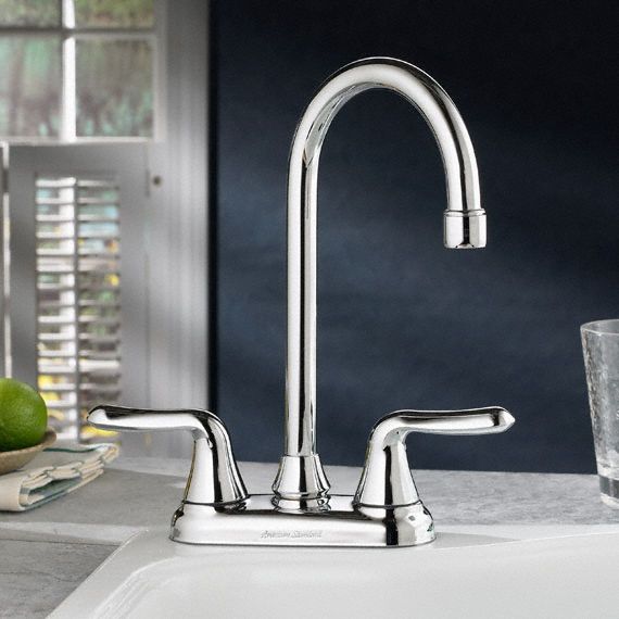 AMERICAN STANDARD Chrome, Gooseneck, Kitchen Sink Faucet, Manual Faucet