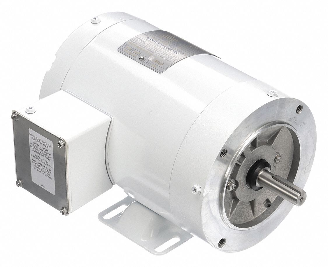 Washdown Motor, 1 HP, 3-Phase, Nameplate RPM 3450, Voltage 208-230/460