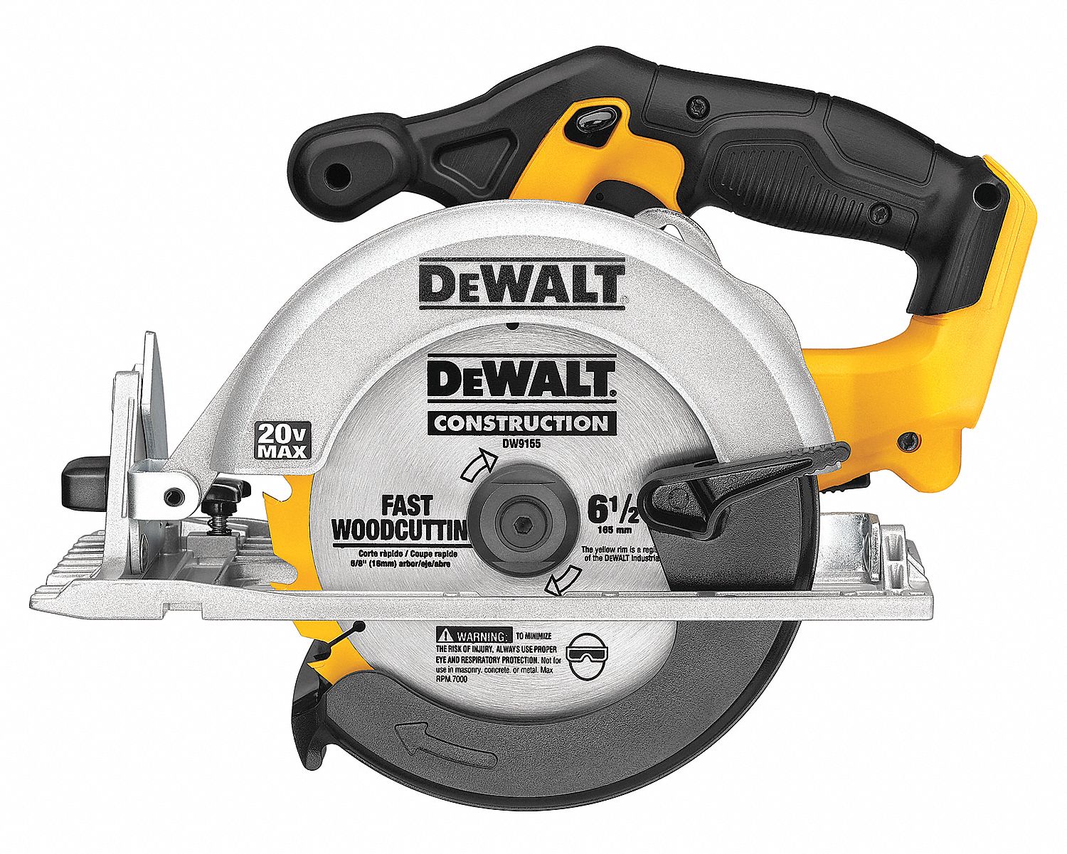 DEWALT Circular Saw, 61/2" Blade Dia., Left Blade Side, Bevel Angle