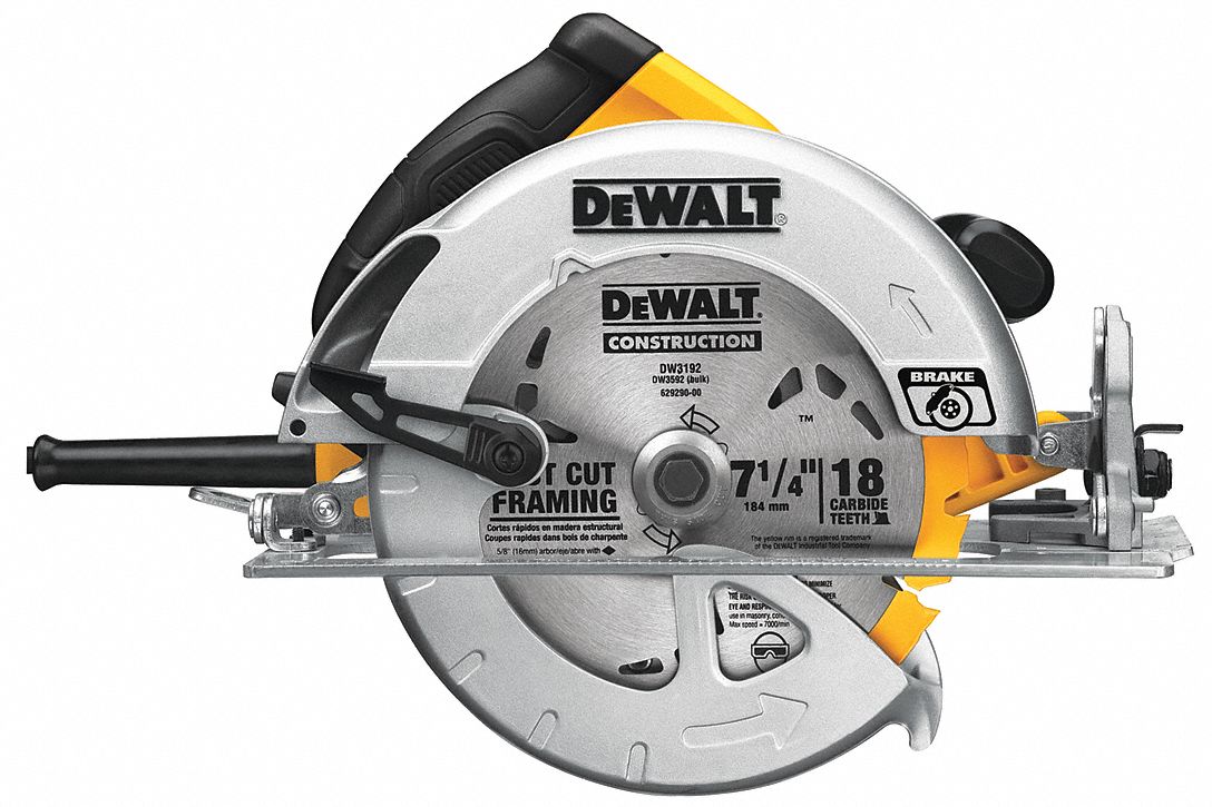 DEWALT, 7 1/4 in Blade Dia., 15 A Current, Circular Saw - 24T877