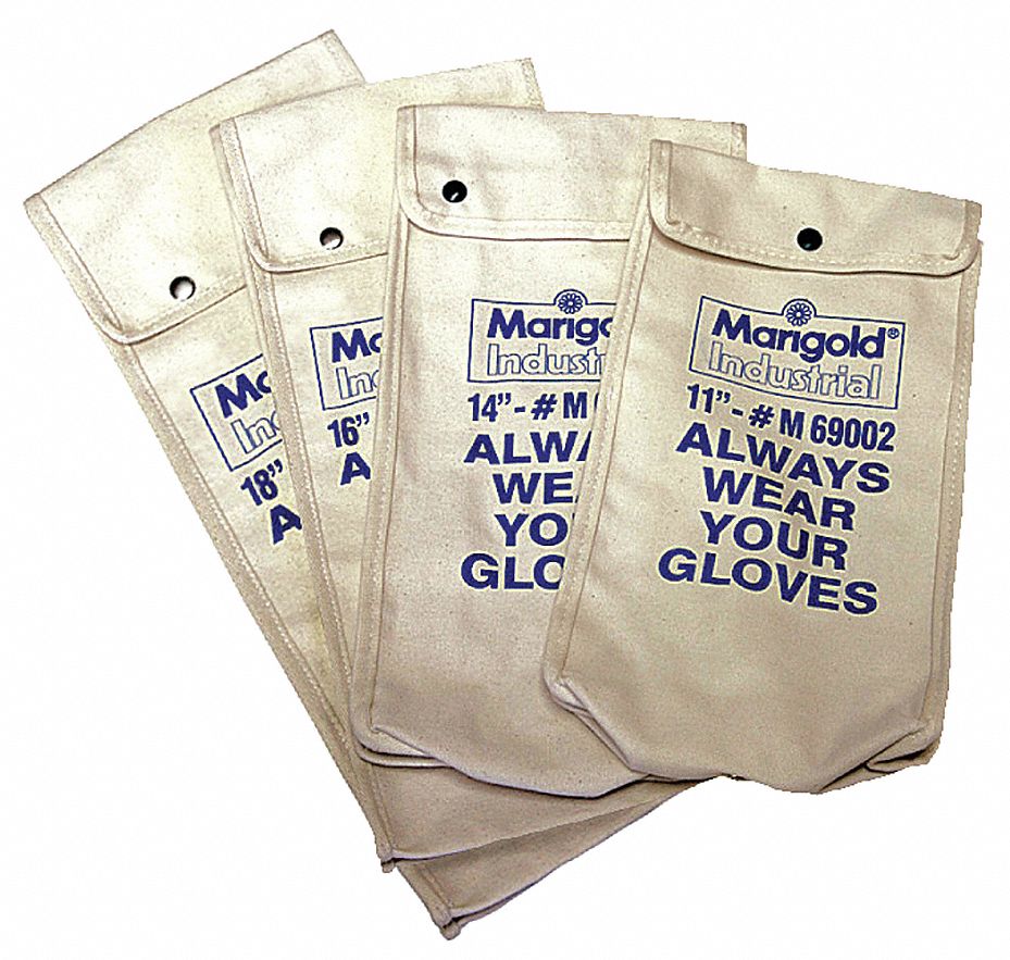 ANSELL Glove Bag, White, Canvas, 16" Length 24TM58BAG 16 Grainger